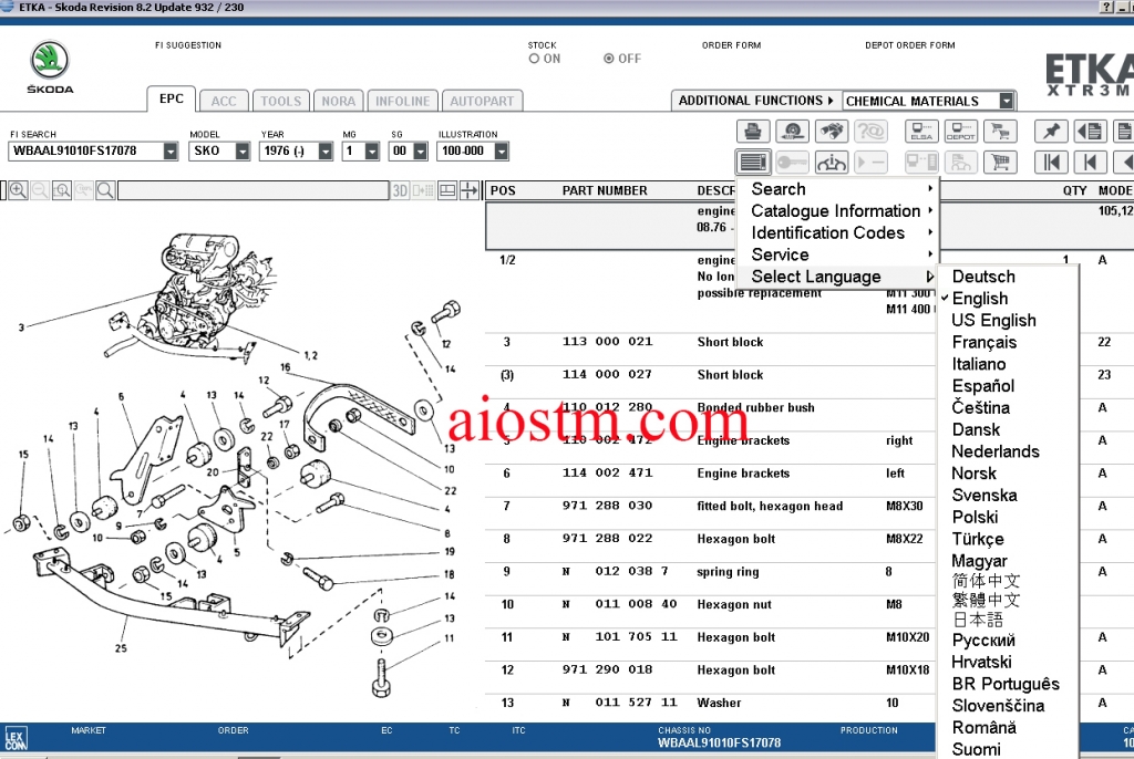 ETKA Volkswagen,Seat,Skoda,Audi Spare Parts Catalog AiostmAll Data