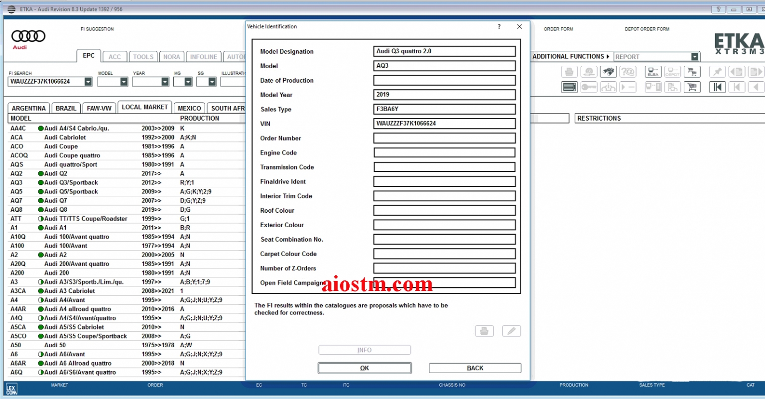 ETKA Volkswagen,Seat,Skoda,Audi Spare Parts Catalog AiostmAll Data